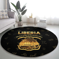 Liberia Vai Syllabary Heritage Round Carpet National Emblem Golden Style - Wonder Print Shop