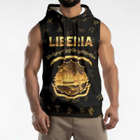 Personalized Liberia Vai Syllabary Heritage Sleeveless Hoodie National Emblem Golden Style - Wonder Print Shop