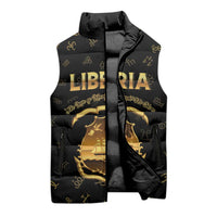 Personalized Liberia Vai Syllabary Heritage Sleeveless Puffer Jacket National Emblem Golden Style - Wonder Print Shop