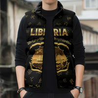 Personalized Liberia Vai Syllabary Heritage Sleeveless Puffer Jacket National Emblem Golden Style - Wonder Print Shop
