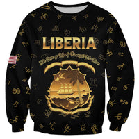 Personalized Liberia Vai Syllabary Heritage Sweatshirt National Emblem Golden Style - Wonder Print Shop