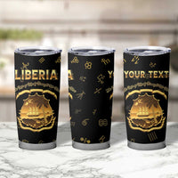 Personalized Liberia Vai Syllabary Heritage Tumbler Cup National Emblem Golden Style - Wonder Print Shop