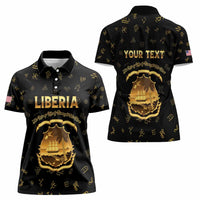 Personalized Liberia Vai Syllabary Heritage Women Polo Shirt National Emblem Golden Style - Wonder Print Shop