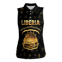 Personalized Liberia Vai Syllabary Heritage Women Sleeveless Polo Shirt National Emblem Golden Style - Wonder Print Shop