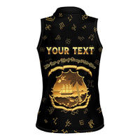 Personalized Liberia Vai Syllabary Heritage Women Sleeveless Polo Shirt National Emblem Golden Style - Wonder Print Shop