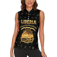 Personalized Liberia Vai Syllabary Heritage Women Sleeveless Polo Shirt National Emblem Golden Style - Wonder Print Shop