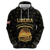 Personalized Liberia Vai Syllabary Heritage Zip Hoodie National Emblem Golden Style - Wonder Print Shop