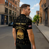 Personalized Liberia Vai Syllabary Heritage Zipper Polo Shirt National Emblem Golden Style - Wonder Print Shop