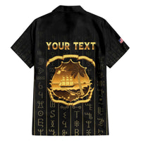 Personalized Liberia Vai Syllabary Vertical Pattern Family Matching Off The Shoulder Long Sleeve Dress and Hawaiian Shirt - Wonder Print Shop