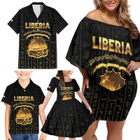 Personalized Liberia Vai Syllabary Vertical Pattern Family Matching Off Shoulder Short Dress and Hawaiian Shirt - Wonder Print Shop