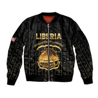 Personalized Liberia Vai Syllabary Vertical Pattern Sleeve Zip Bomber Jacket - Wonder Print Shop