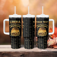 Personalized Liberia Vai Syllabary Vertical Pattern Tumbler With Handle - Wonder Print Shop