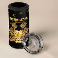 Personalized Sierra Leone Vai Syllabary Heritage 4 in 1 Can Cooler Tumbler National Emblem Golden Style - Wonder Print Shop