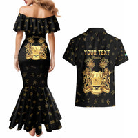 Personalized Sierra Leone Vai Syllabary Heritage Couples Matching Mermaid Dress and Hawaiian Shirt National Emblem Golden Style - Wonder Print Shop
