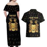 Personalized Sierra Leone Vai Syllabary Heritage Couples Matching Off Shoulder Maxi Dress and Hawaiian Shirt National Emblem Golden Style - Wonder Print Shop