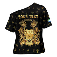 Personalized Sierra Leone Vai Syllabary Heritage Cross Shoulder Shirt National Emblem Golden Style - Wonder Print Shop