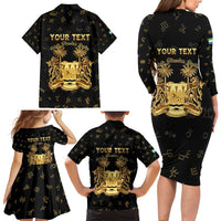 Personalized Sierra Leone Vai Syllabary Heritage Family Matching Long Sleeve Bodycon Dress and Hawaiian Shirt National Emblem Golden Style - Wonder Print Shop