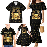 Personalized Sierra Leone Vai Syllabary Heritage Family Matching Mermaid Dress and Hawaiian Shirt National Emblem Golden Style - Wonder Print Shop