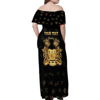 Personalized Sierra Leone Vai Syllabary Heritage Family Matching Off Shoulder Maxi Dress and Hawaiian Shirt National Emblem Golden Style - Wonder Print Shop