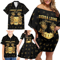 Personalized Sierra Leone Vai Syllabary Heritage Family Matching Off Shoulder Short Dress and Hawaiian Shirt National Emblem Golden Style - Wonder Print Shop