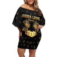 Personalized Sierra Leone Vai Syllabary Heritage Family Matching Off Shoulder Short Dress and Hawaiian Shirt National Emblem Golden Style - Wonder Print Shop