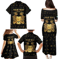 Personalized Sierra Leone Vai Syllabary Heritage Family Matching Puletasi and Hawaiian Shirt National Emblem Golden Style - Wonder Print Shop
