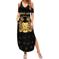Personalized Sierra Leone Vai Syllabary Heritage Family Matching Summer Maxi Dress and Hawaiian Shirt National Emblem Golden Style - Wonder Print Shop