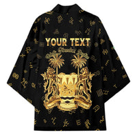Personalized Sierra Leone Vai Syllabary Heritage Kimono National Emblem Golden Style - Wonder Print Shop