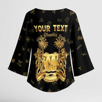 Personalized Sierra Leone Vai Syllabary Heritage Kimono Sleeve Blouse National Emblem Golden Style - Wonder Print Shop