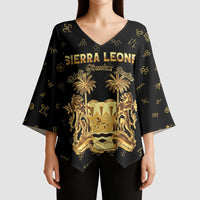 Personalized Sierra Leone Vai Syllabary Heritage Kimono Sleeve Blouse National Emblem Golden Style - Wonder Print Shop
