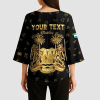 Personalized Sierra Leone Vai Syllabary Heritage Kimono Sleeve Blouse National Emblem Golden Style - Wonder Print Shop