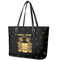 Sierra Leone Vai Syllabary Heritage Leather Tote Bag National Emblem Golden Style - Wonder Print Shop