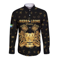 Personalized Sierra Leone Vai Syllabary Heritage Long Sleeve Button Shirt National Emblem Golden Style - Wonder Print Shop