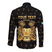 Personalized Sierra Leone Vai Syllabary Heritage Long Sleeve Button Shirt National Emblem Golden Style - Wonder Print Shop
