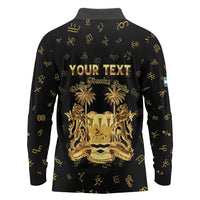 Personalized Sierra Leone Vai Syllabary Heritage Long Sleeve Polo Shirt National Emblem Golden Style - Wonder Print Shop