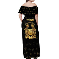Personalized Sierra Leone Vai Syllabary Heritage Off Shoulder Maxi Dress National Emblem Golden Style - Wonder Print Shop