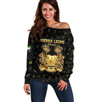 Personalized Sierra Leone Vai Syllabary Heritage Off Shoulder Sweater National Emblem Golden Style - Wonder Print Shop