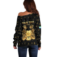 Personalized Sierra Leone Vai Syllabary Heritage Off Shoulder Sweater National Emblem Golden Style - Wonder Print Shop