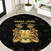 Sierra Leone Vai Syllabary Heritage Round Carpet National Emblem Golden Style - Wonder Print Shop