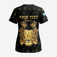 Personalized Sierra Leone Vai Syllabary Heritage Scrub Top National Emblem Golden Style - Wonder Print Shop