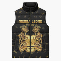 Personalized Sierra Leone Vai Syllabary Heritage Sleeveless Puffer Jacket National Emblem Golden Style - Wonder Print Shop