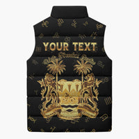 Personalized Sierra Leone Vai Syllabary Heritage Sleeveless Puffer Jacket National Emblem Golden Style - Wonder Print Shop