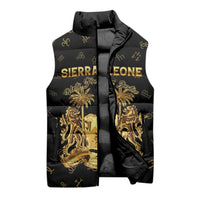 Personalized Sierra Leone Vai Syllabary Heritage Sleeveless Puffer Jacket National Emblem Golden Style - Wonder Print Shop