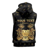 Personalized Sierra Leone Vai Syllabary Heritage Sleeveless Zip Hoodie National Emblem Golden Style - Wonder Print Shop