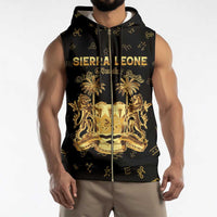 Personalized Sierra Leone Vai Syllabary Heritage Sleeveless Zip Hoodie National Emblem Golden Style - Wonder Print Shop