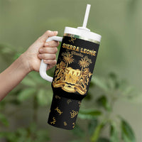Personalized Sierra Leone Vai Syllabary Heritage Tumbler With Handle National Emblem Golden Style - Wonder Print Shop