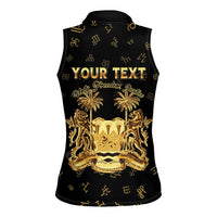 Personalized Sierra Leone Vai Syllabary Heritage Women Sleeveless Polo Shirt National Emblem Golden Style - Wonder Print Shop