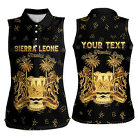 Personalized Sierra Leone Vai Syllabary Heritage Women Sleeveless Polo Shirt National Emblem Golden Style - Wonder Print Shop