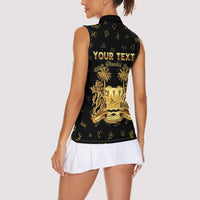 Personalized Sierra Leone Vai Syllabary Heritage Women Sleeveless Polo Shirt National Emblem Golden Style - Wonder Print Shop