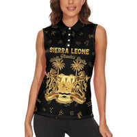 Personalized Sierra Leone Vai Syllabary Heritage Women Sleeveless Polo Shirt National Emblem Golden Style - Wonder Print Shop